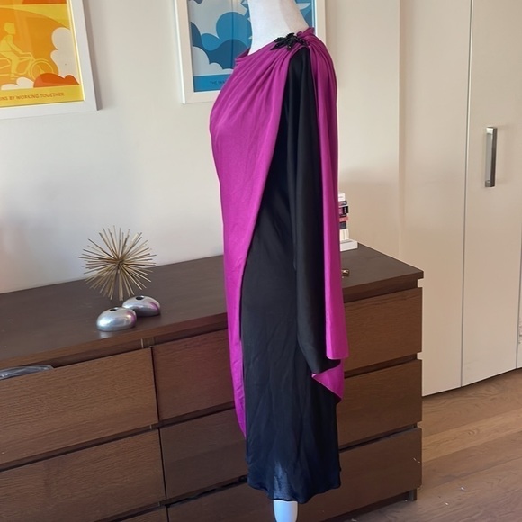 NEW LEAF BY SAMIR Neiman Marcus Cape Pink Black Dress Vintage - Picture 9 of 13